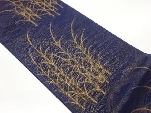 紗 草葉模様織出し全通袋帯